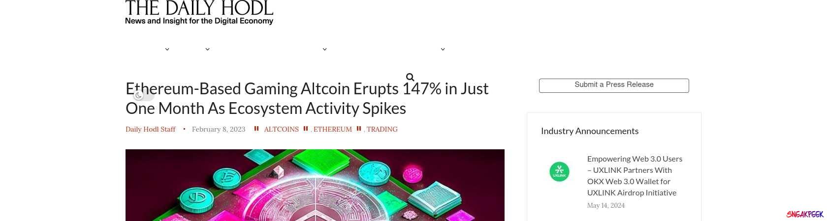 Read the full Article:  ⭲ Ethereum-Based Gaming Altcoin Erupts 125% in Just One Month As Ecosystem Activity Spikes