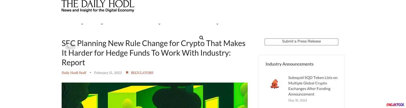 Read the full Article:  ⭲ SEC Planning New Rule Change for Crypto That Makes It Harder for Hedge Funds To Work With Industry: Report