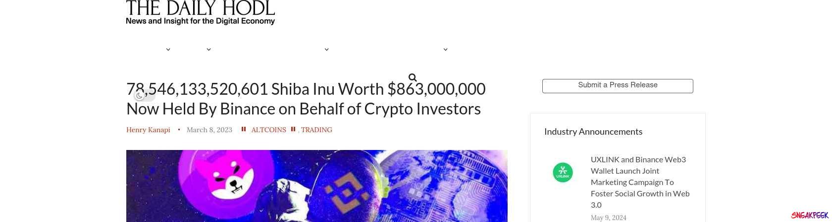 Read the full Article:  ⭲ 78,546,133,520,601 Shiba Inu Worth $863,000,000 Now Held By Binance on Behalf of Crypto Investors