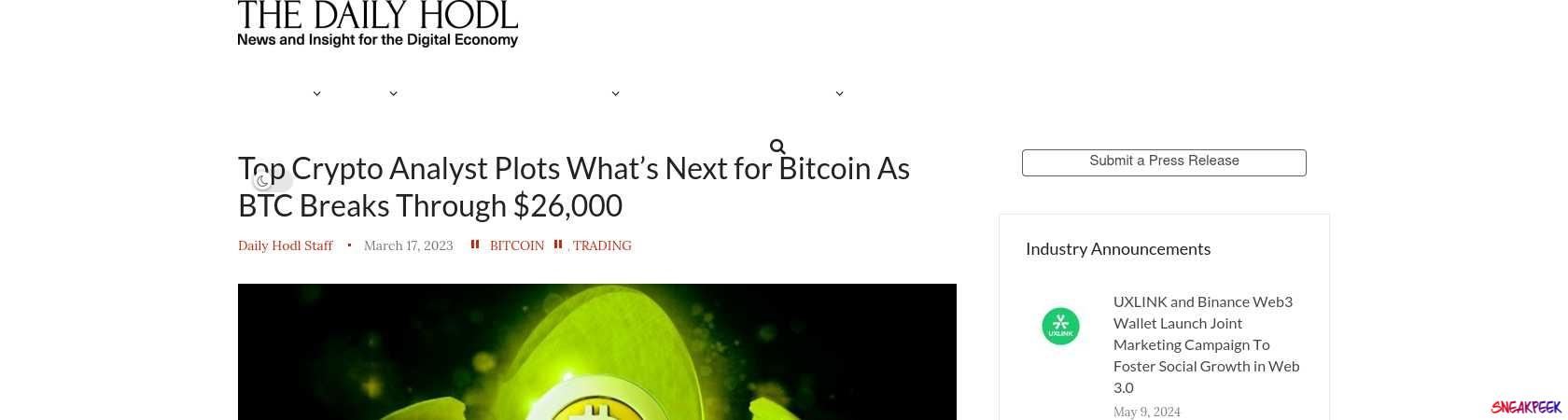 Read the full Article:  ⭲ Top Crypto Analyst Plots What’s Next for Bitcoin As BTC Breaks Through $26,000