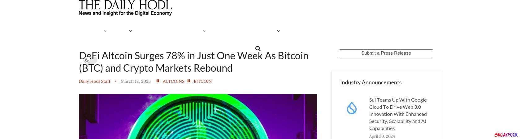 Read the full Article:  ⭲ DeFi Altcoin Surges 78% in Just One Week As Bitcoin (BTC) and Crypto Markets Rebound
