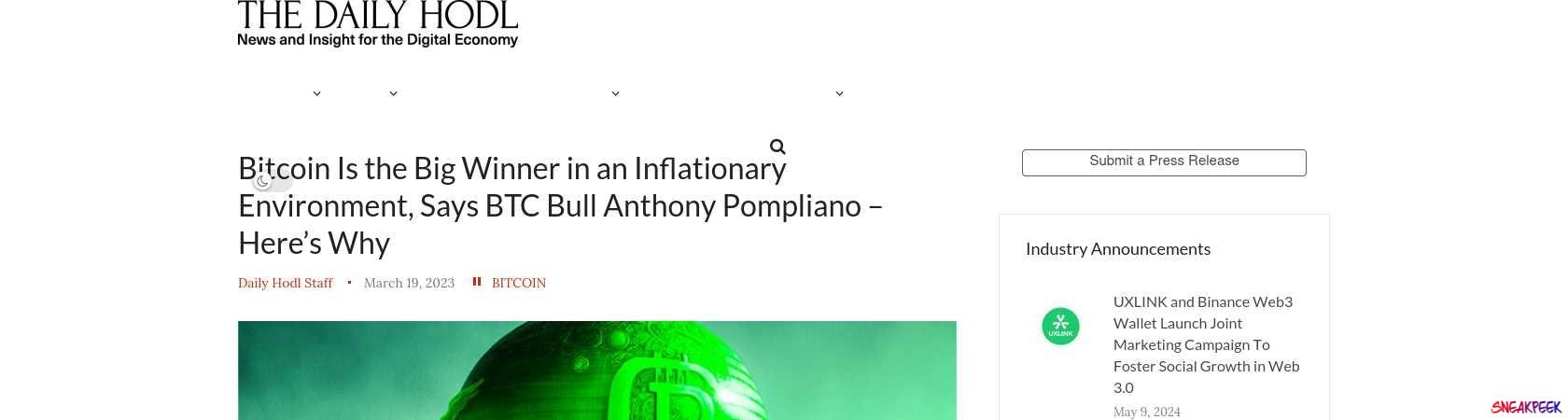 Read the full Article:  ⭲ Bitcoin Is the Big Winner in an Inflationary Environment, Says BTC Bull Anthony Pompliano – Here’s Why