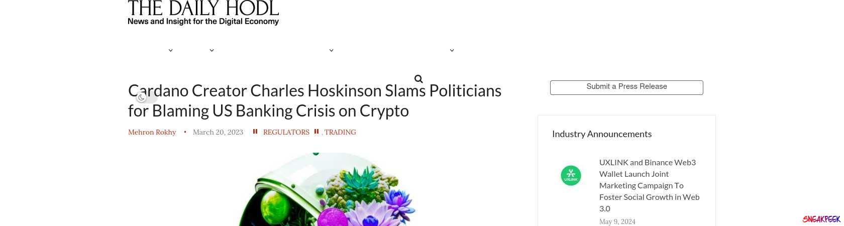 Read the full Article:  ⭲ Cardano Creator Charles Hoskinson Slams Politicians for Blaming US Banking Crisis on Crypto