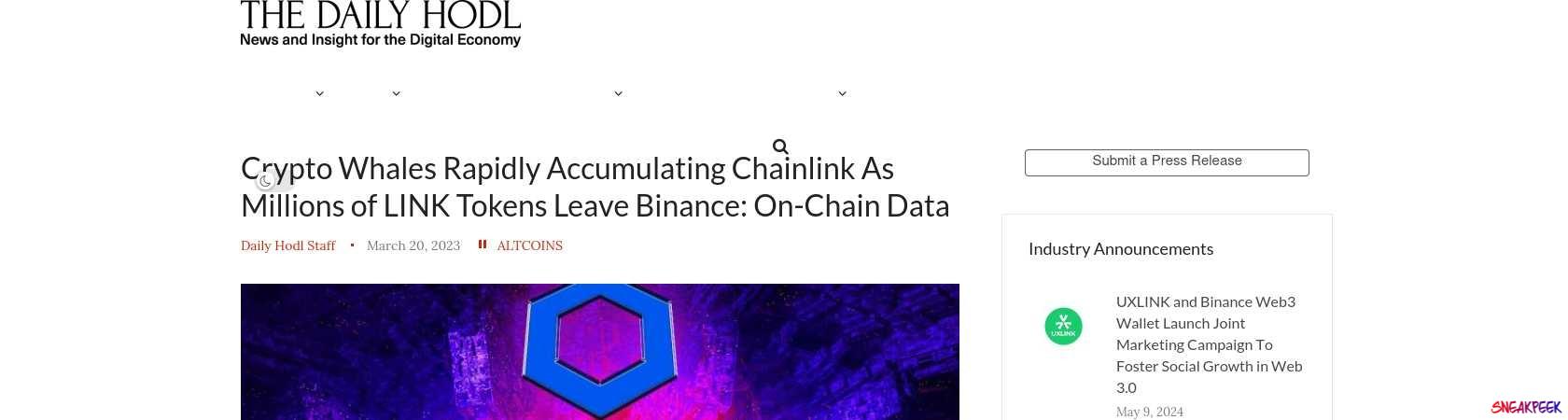 Read the full Article:  ⭲ Crypto Whales Rapidly Accumulating Chainlink As Millions of LINK Tokens Leave Binance: On-Chain Data