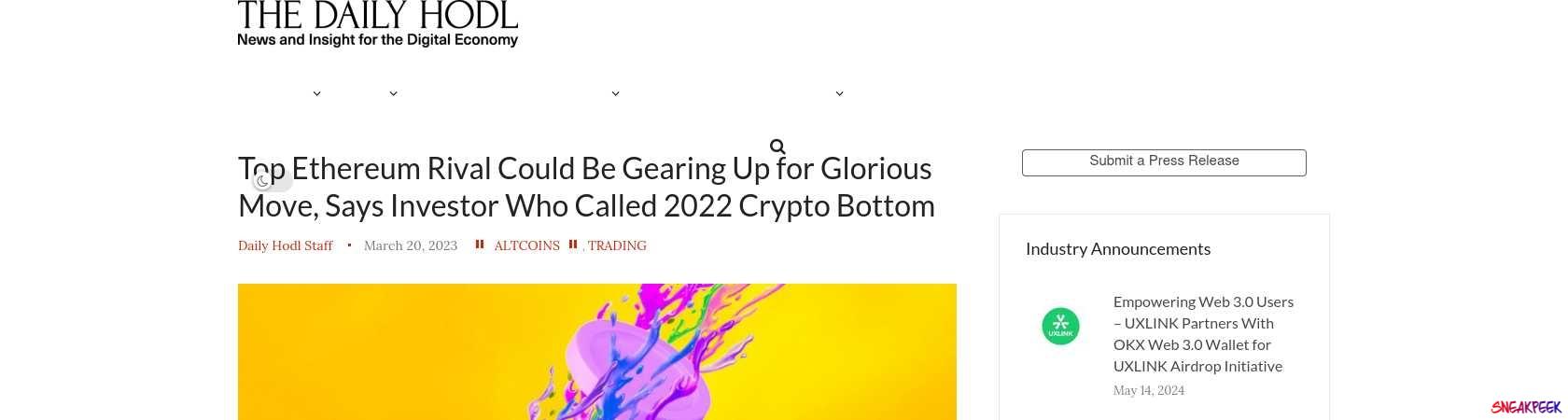 Read the full Article:  ⭲ Top Ethereum Rival Could Be Gearing Up for Glorious Move, Says Investor Who Called 2022 Crypto Bottom