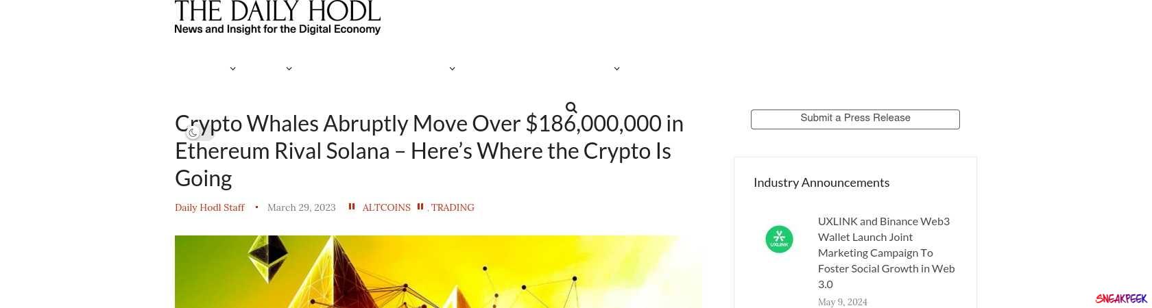 Read the full Article:  ⭲ Crypto Whales Abruptly Move Over $186,000,000 in Ethereum Rival Solana – Here’s Where the Crypto Is Going