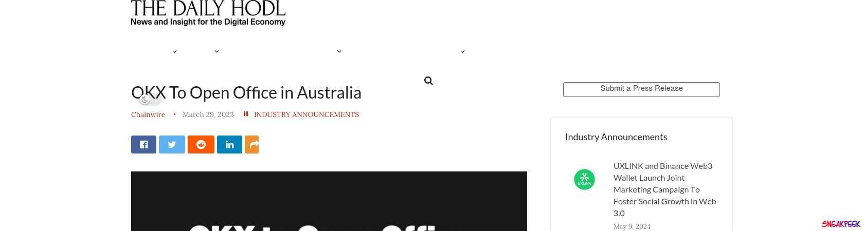 Read the full Article:  ⭲ OKX To Open Office in Australia