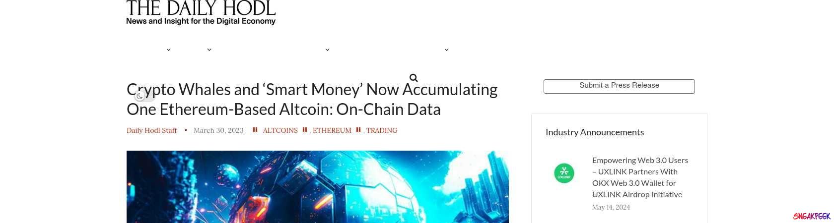Read the full Article:  ⭲ Crypto Whales and ‘Smart Money’ Now Accumulating One Ethereum-Based Altcoin: On-Chain Data