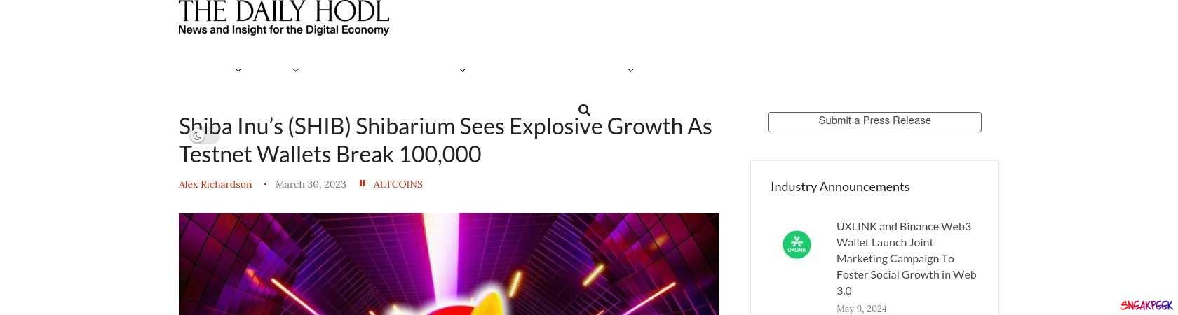 Read the full Article:  ⭲ Shiba Inu’s (SHIB) Shibarium Sees Explosive Growth As Testnet Wallets Break 100,000