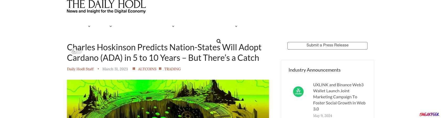 Read the full Article:  ⭲ Charles Hoskinson Predicts Nation-States Will Adopt Cardano (ADA) in 5 to 10 Years – But There’s a Catch