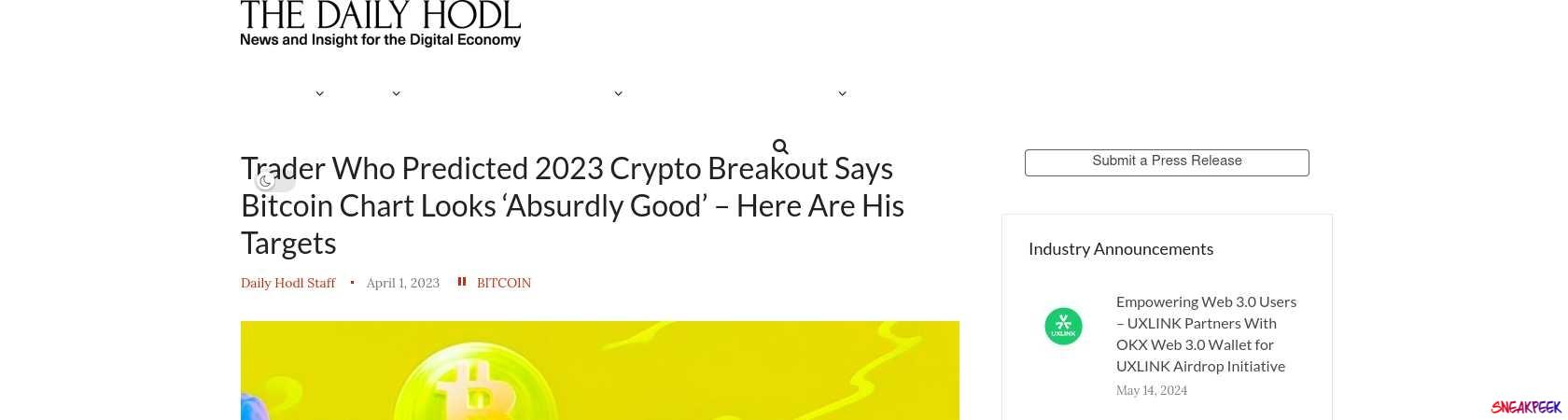 Read the full Article:  ⭲ Trader Who Predicted 2023 Crypto Breakout Says Bitcoin Chart Looks ‘Absurdly Good’ – Here Are His Targets