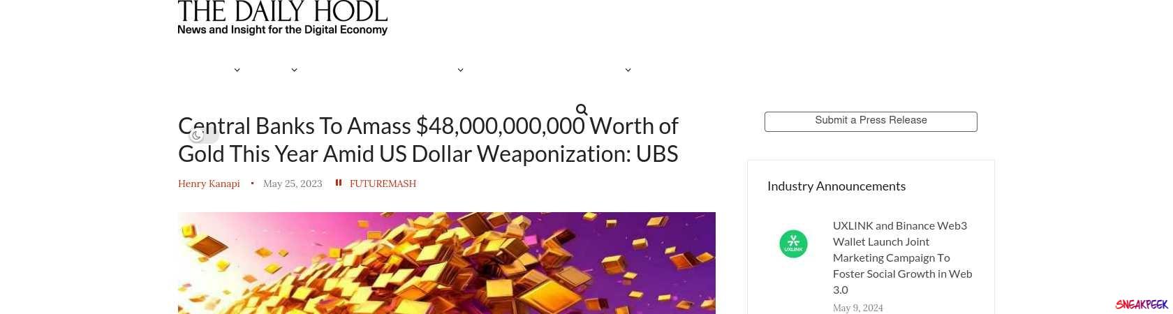 Read the full Article:  ⭲ Central Banks To Amass $48,000,000,000 Worth of Gold This Year Amid US Dollar Weaponization: UBS