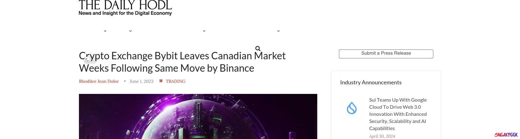 Read the full Article:  ⭲ Crypto Exchange Bybit Leaves Canadian Market Weeks Following Same Move by Binance
