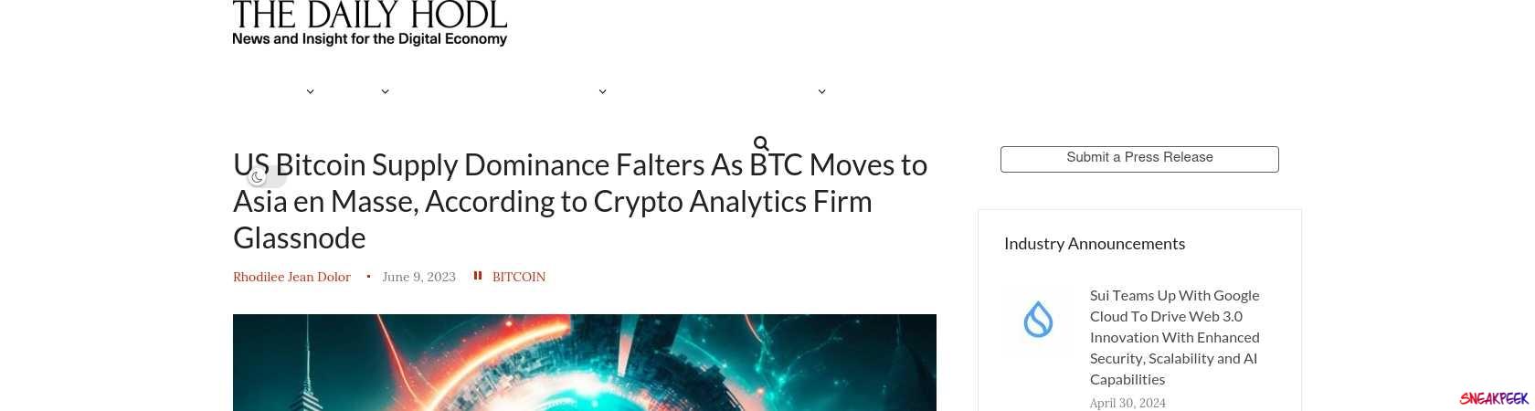 Read the full Article:  ⭲ US Bitcoin Supply Dominance Falters As BTC Moves to Asia en Masse, According to Crypto Analytics Firm Glassnode