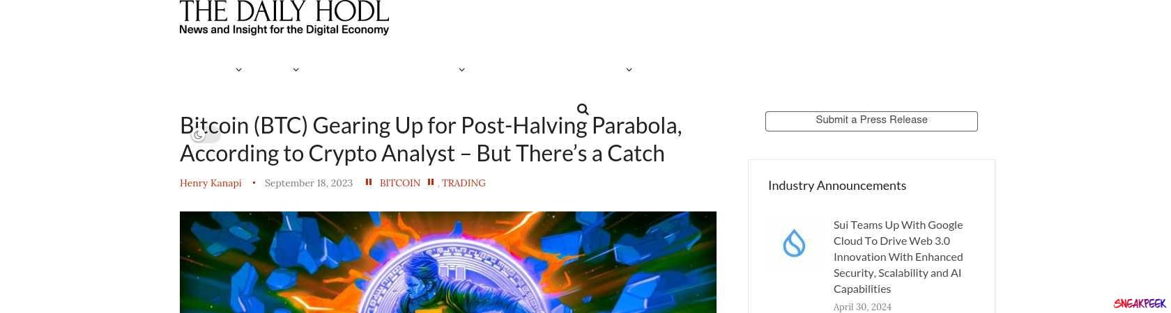 Read the full Article:  ⭲ Bitcoin (BTC) Gearing Up for Post-Halving Parabola, According to Crypto Analyst – But There’s a Catch