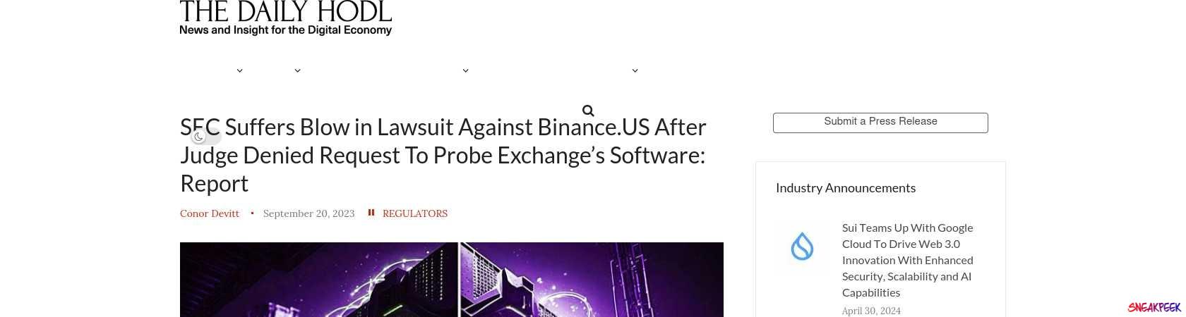 Read the full Article:  ⭲ SEC Suffers Blow in Lawsuit Against Binance.US After Judge Denied Request To Probe Exchange’s Software: Report
