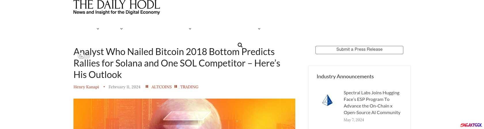 Read the full Article:  ⭲ Analyst Who Nailed Bitcoin 2018 Bottom Predicts Rallies for Solana and One SOL Competitor – Here’s His Outlook