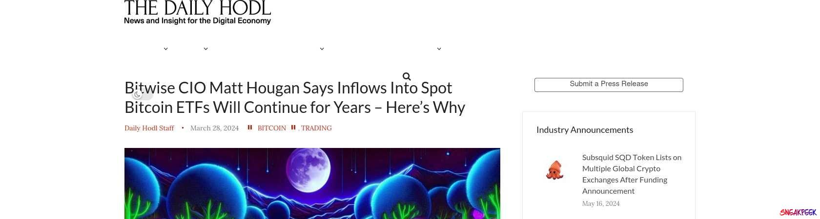 Read the full Article:  ⭲ Bitwise CIO Matt Hougan Says Inflows Into Spot Bitcoin ETFs Will Continue for Years – Here’s Why