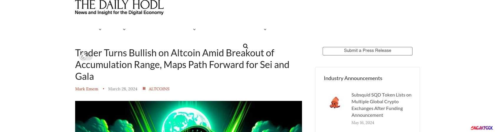 Read the full Article:  ⭲ Trader Turns Bullish on Altcoin Amid Breakout of Accumulation Range, Maps Path Forward for Sei and Gala
