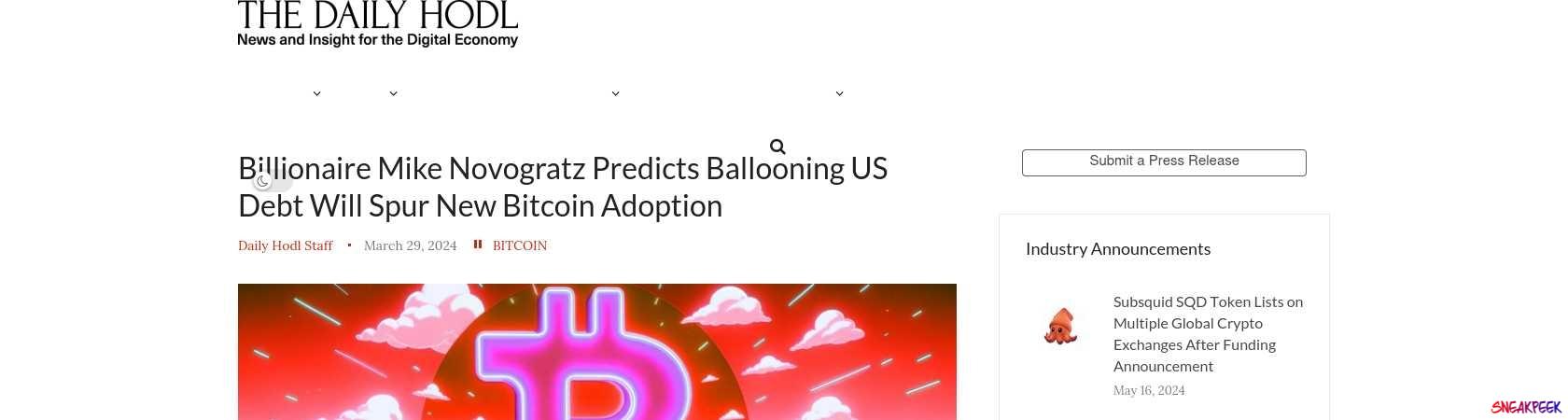 Read the full Article:  ⭲ Billionaire Mike Novogratz Predicts Ballooning US Debt Will Spur New Bitcoin Adoption