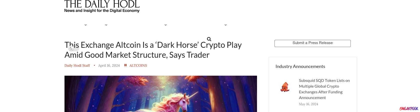 Read the full Article:  ⭲ This Exchange Altcoin Is a ‘Dark Horse’ Crypto Play Amid Good Market Structure, Says Trader