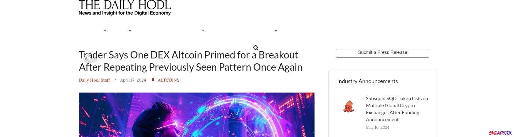 Read the full Article:  ⭲ Trader Says One DEX Altcoin Primed for a Breakout After Repeating Previously Seen Pattern Once Again