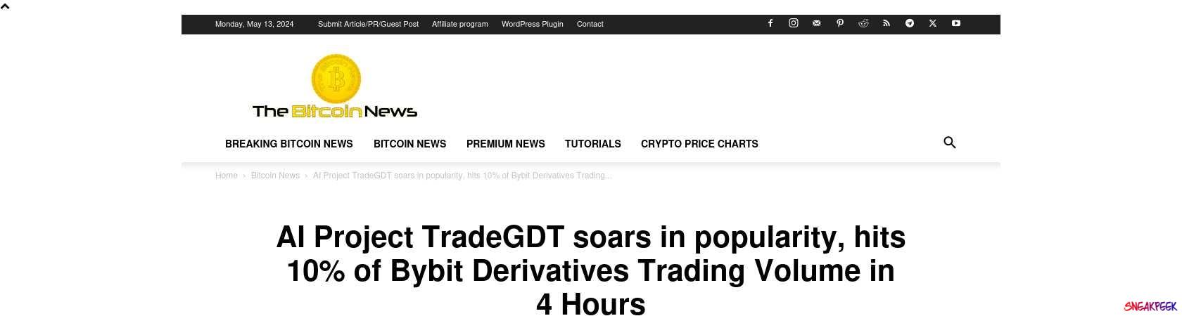 Read the full Article:  ⭲ AI Project TradeGDT soars in popularity, hits 10% of Bybit Derivatives Trading Volume in 4 Hours