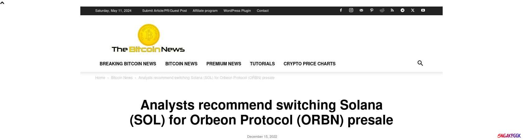 Read the full Article:  ⭲ Analysts recommend switching Solana (SOL) for Orbeon Protocol (ORBN) presale