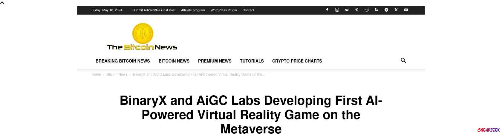 Read the full Article:  ⭲ BinaryX and AiGC Labs Developing First AI-Powered Virtual Reality Game on the Metaverse