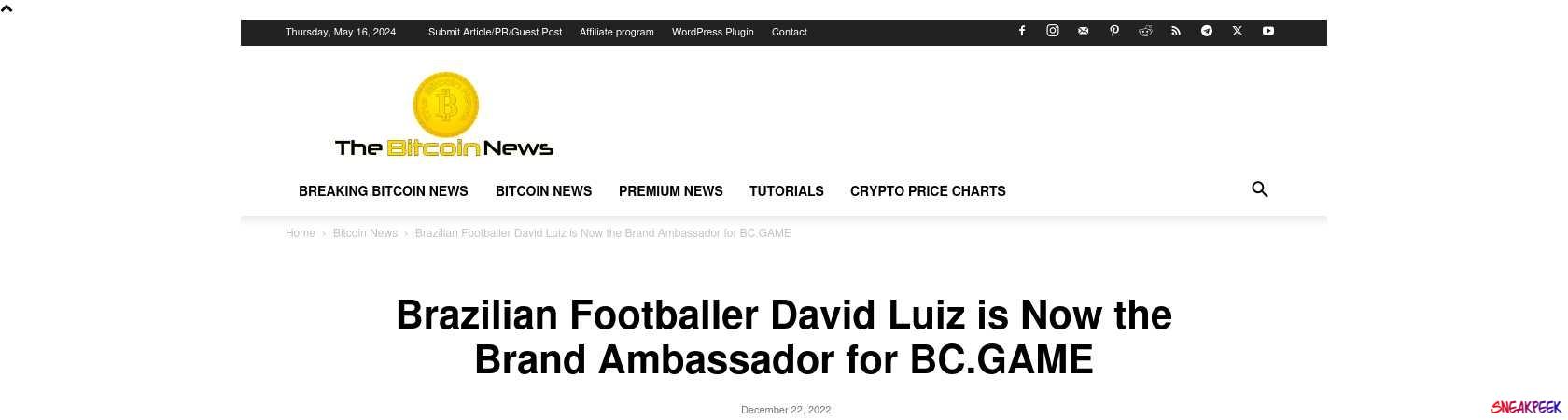Read the full Article:  ⭲ ​Brazilian Footballer David Luiz is Now the Brand Ambassador for BC.GAME