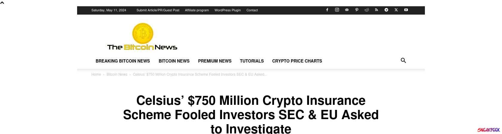 Read the full Article:  ⭲ Celsius’ $750 Million Crypto Insurance Scheme Fooled Investors SEC & EU Asked to Investigate