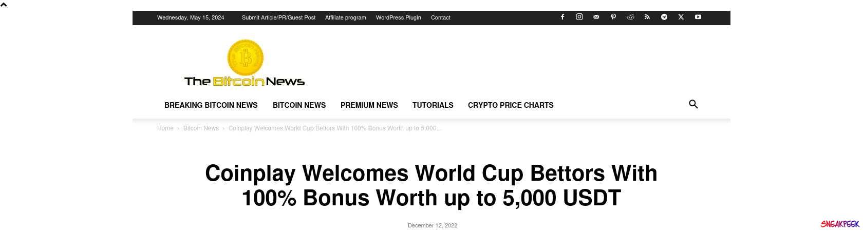 Read the full Article:  ⭲ Coinplay Welcomes World Cup Bettors With 100% Bonus Worth up to 5,000 USDT