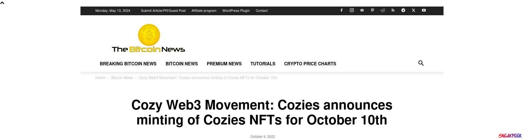 Read the full Article:  ⭲ Cozy Web3 Movement: Cozies announces minting of Cozies NFTs for October 10th