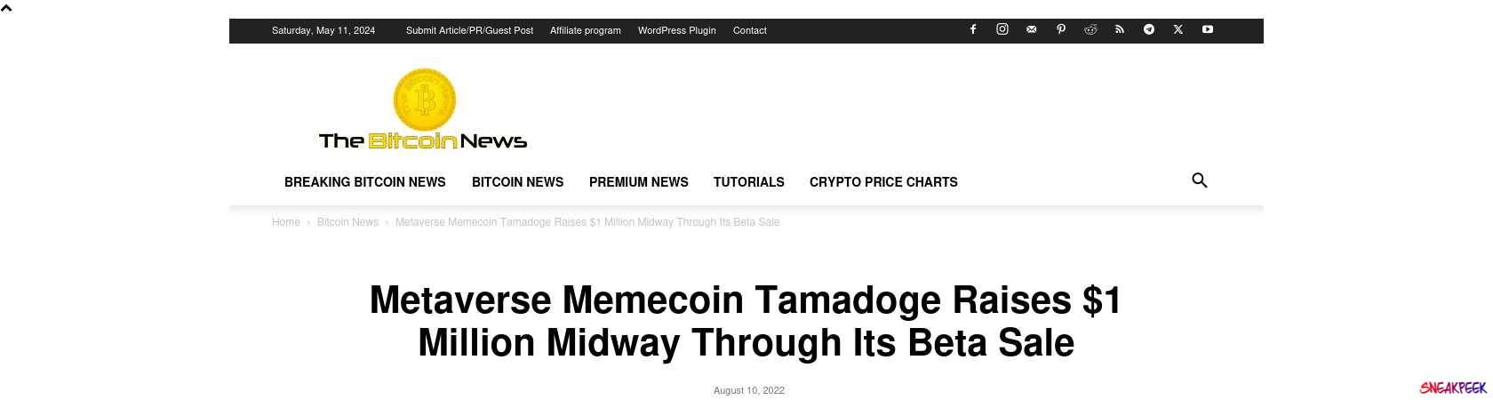 Read the full Article:  ⭲ Metaverse Memecoin Tamadoge Raises $1 Million Midway Through Its Beta Sale