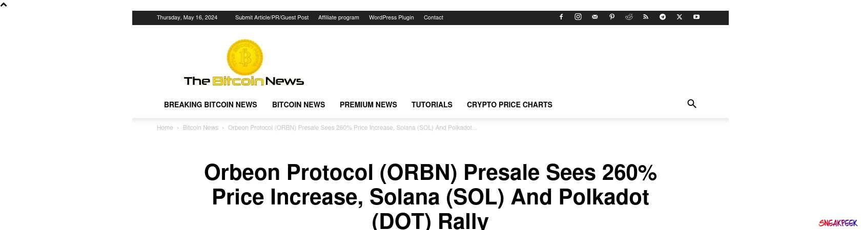 Read the full Article:  ⭲ Orbeon Protocol (ORBN) Presale Sees 260% Price Increase, Solana (SOL) And Polkadot (DOT) Rally