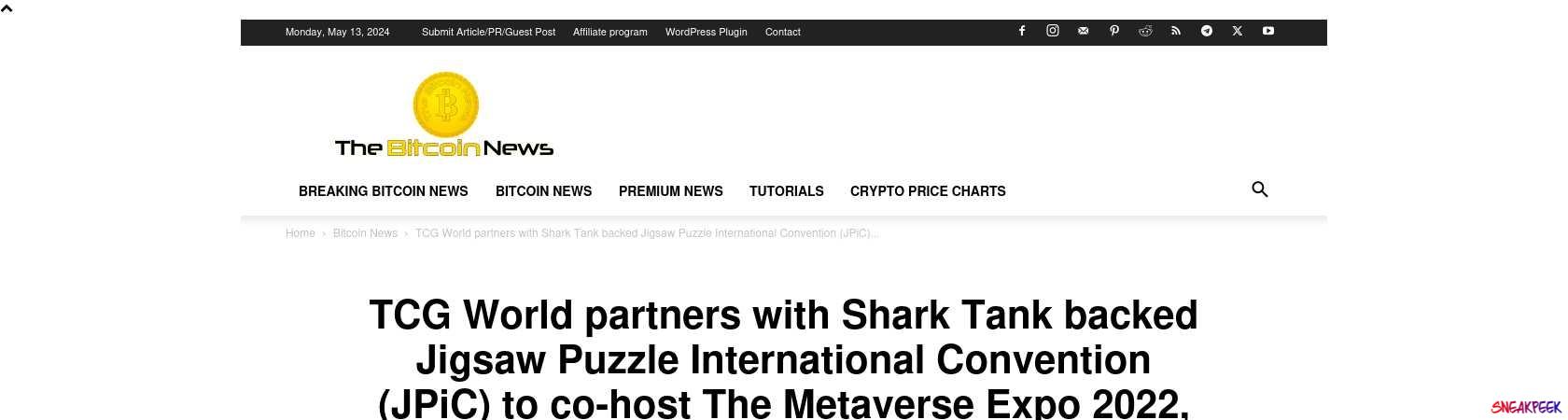 Read the full Article:  ⭲ TCG World partners with Shark Tank backed Jigsaw Puzzle International Convention (JPiC) to co-host The Metaverse Expo 2022, Las Vegas
