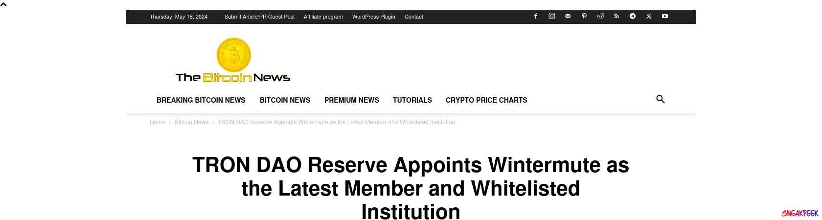 Read the full Article:  ⭲ TRON DAO Reserve Appoints Wintermute as the Latest Member and Whitelisted Institution