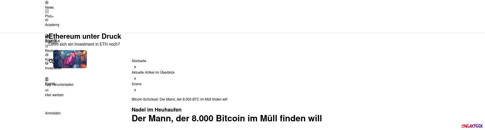 Read the full Article:  ⭲ Bitcoin-Schicksal: Der Mann, der 8.000 BTC im Müll finden will