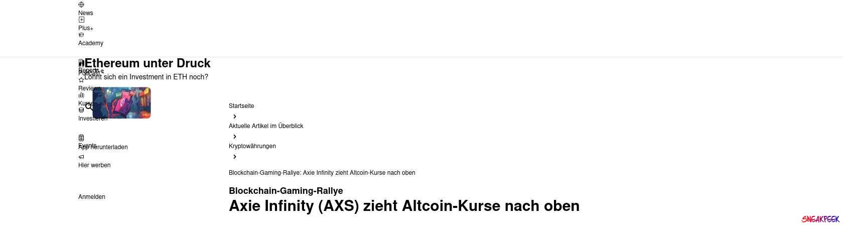 Read the full Article:  ⭲ Blockchain-Gaming-Rallye: Axie Infinity zieht Altcoin-Kurse nach oben