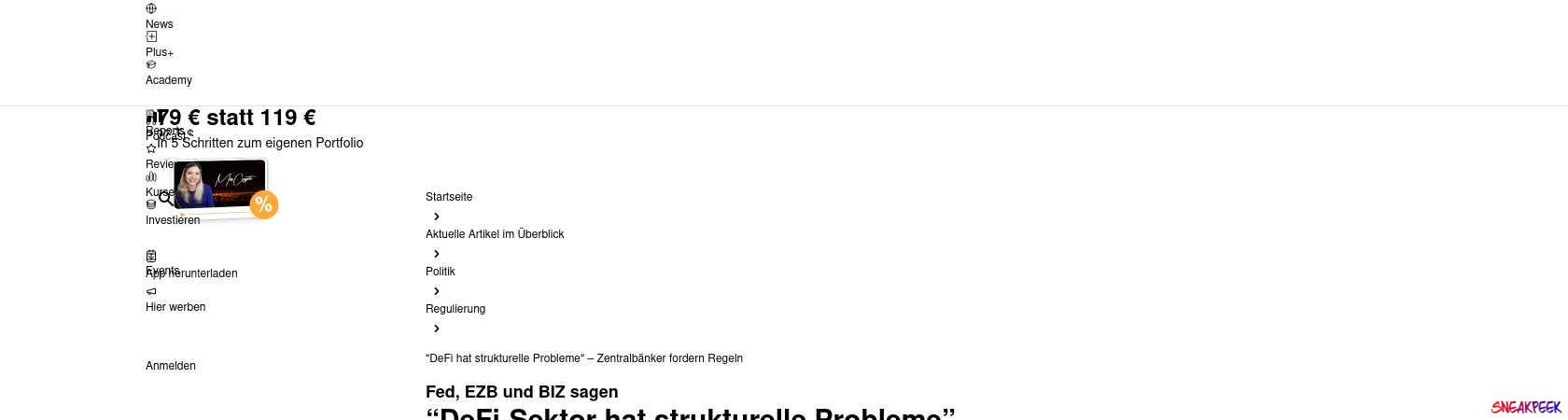 Read the full Article:  ⭲ "DeFi hat strukturelle Probleme" – Zentralbänker fordern Regeln
