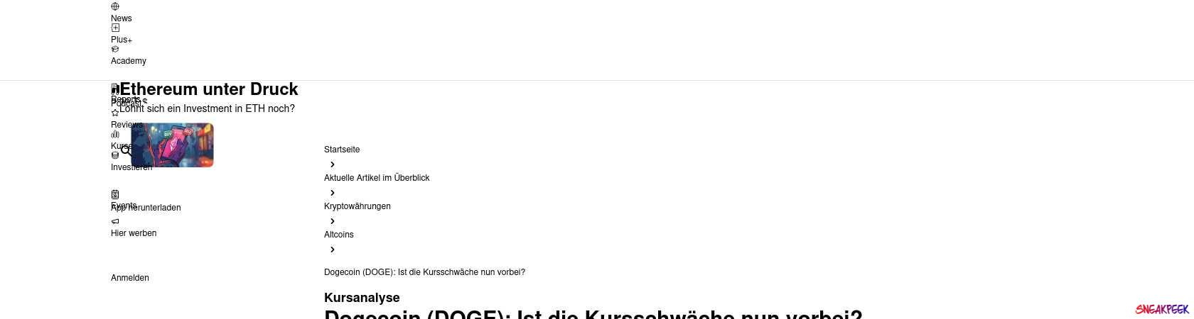 Read the full Article:  ⭲ Dogecoin (DOGE): Ist die Kursschwäche nun vorbei?