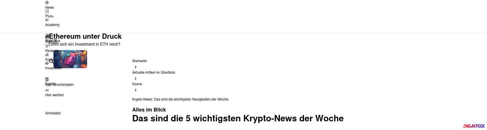 Read the full Article:  ⭲ Krypto-News: Das sind die wichtigsten Neuigkeiten der Woche