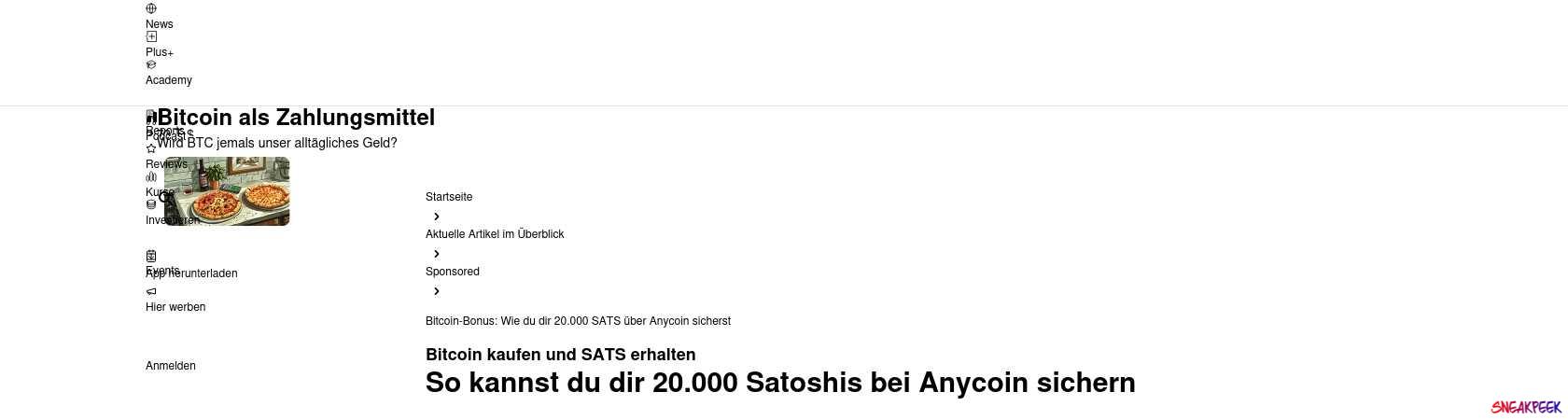 Read the full Article:  ⭲ Bitcoin-Bonus: Wie du dir 20.000 SATS über Anycoin sicherst