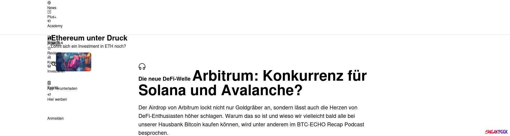 Read the full Article:  ⭲ Arbitrum (ARB): Konkurrenz für Solana und Avalanche?