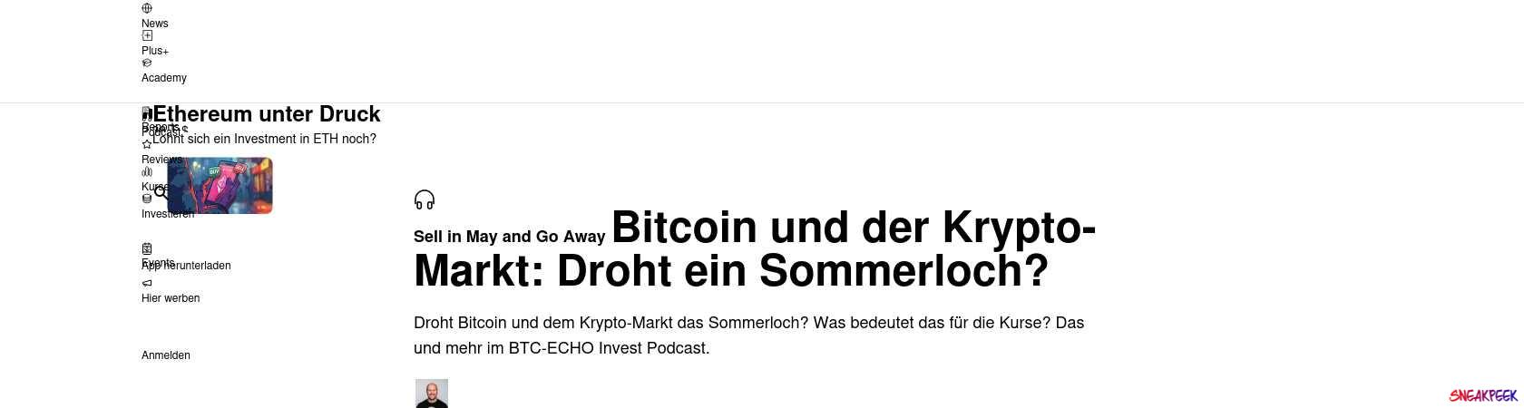 Read the full Article:  ⭲ Bitcoin und der Krypto-Markt: Droht ein Sommerloch?