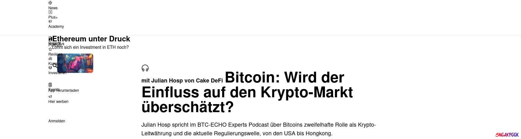 Read the full Article:  ⭲ Bitcoin: Wird der Einfluss auf den Krypto-Markt überschätzt?