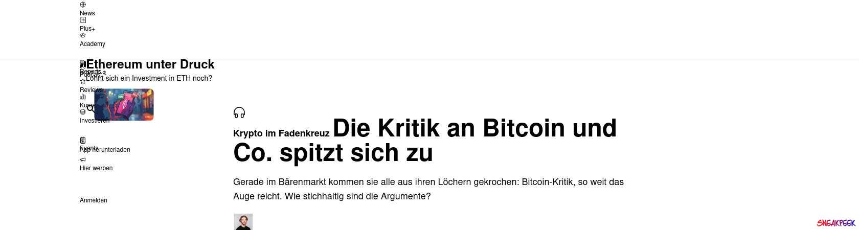 Read the full Article:  ⭲ Krypto im Fadenkreuz: Die Kritik an Bitcoin und Co. spitzt sich zu