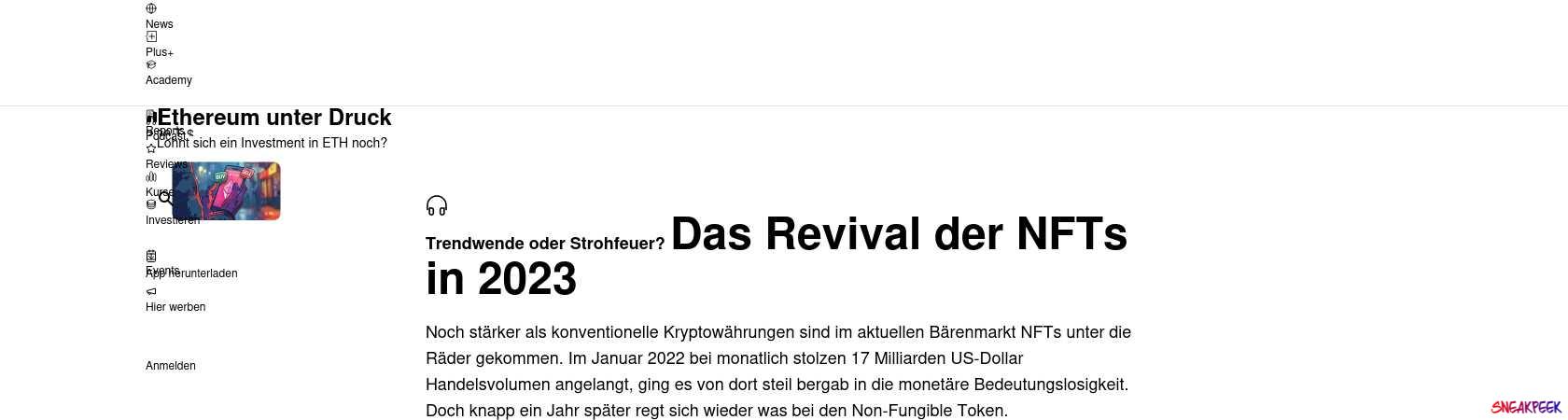 Read the full Article:  ⭲ Trendwende oder Strohfeuer? Das Revival der NFTs in 2023