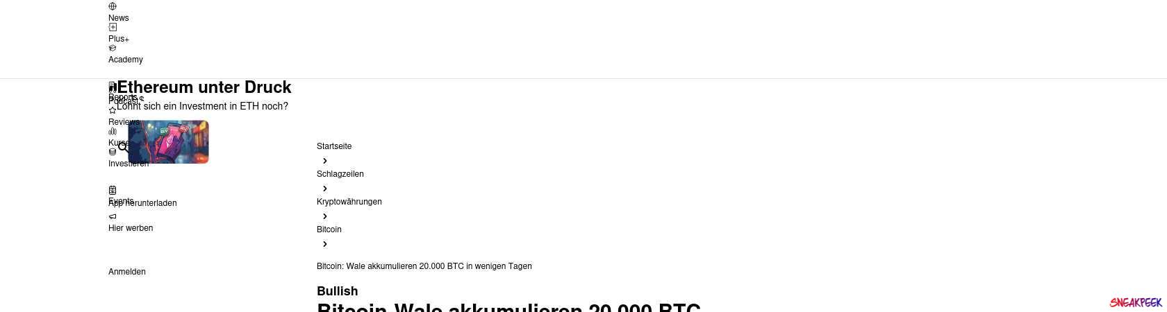 Read the full Article:  ⭲ Bitcoin: Wale akkumulieren 20.000 BTC in wenigen Tagen