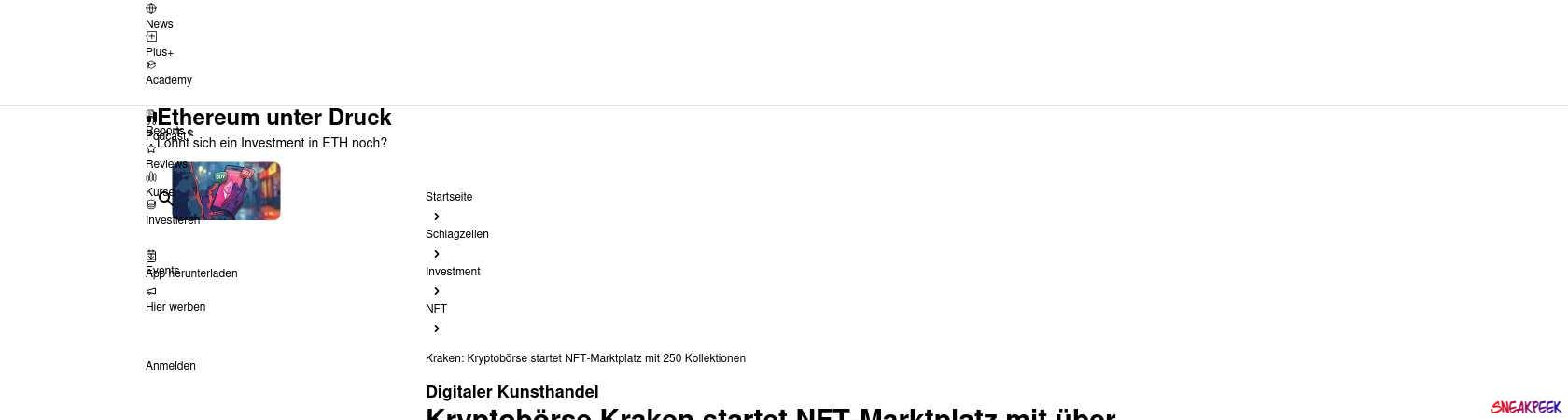 Read the full Article:  ⭲ Kraken: Kryptobörse startet NFT-Marktplatz mit 250 Kollektionen